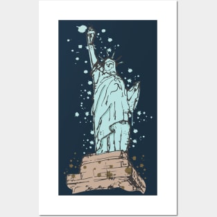 Statue of Liberty watercolor sketch Posters and Art